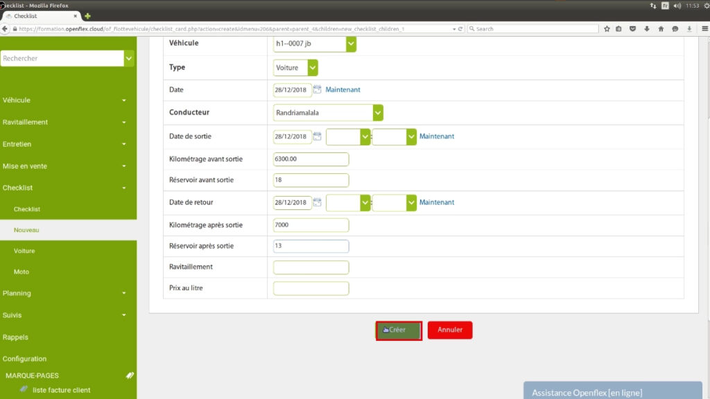 Création d’une checklist-créer openflex
