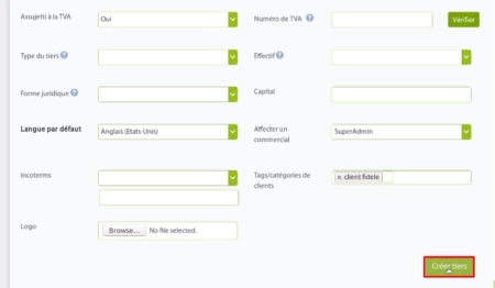 Création d’un client-créer tiers 