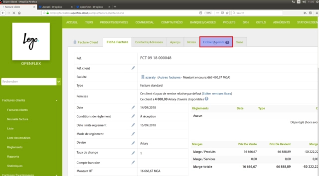 module Dropbox -facture openflex
