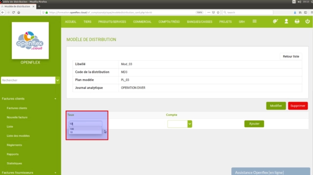 Création d’une distribution analytique-taux
