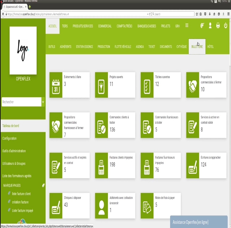 Configuration du module billetterie -billeterie openflex
