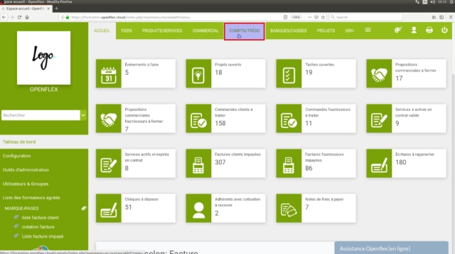 Création d’un compte comptable -compta /tréso
openflex
