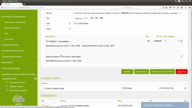Création d’un contrat d’abonnement-créer facture » openflex