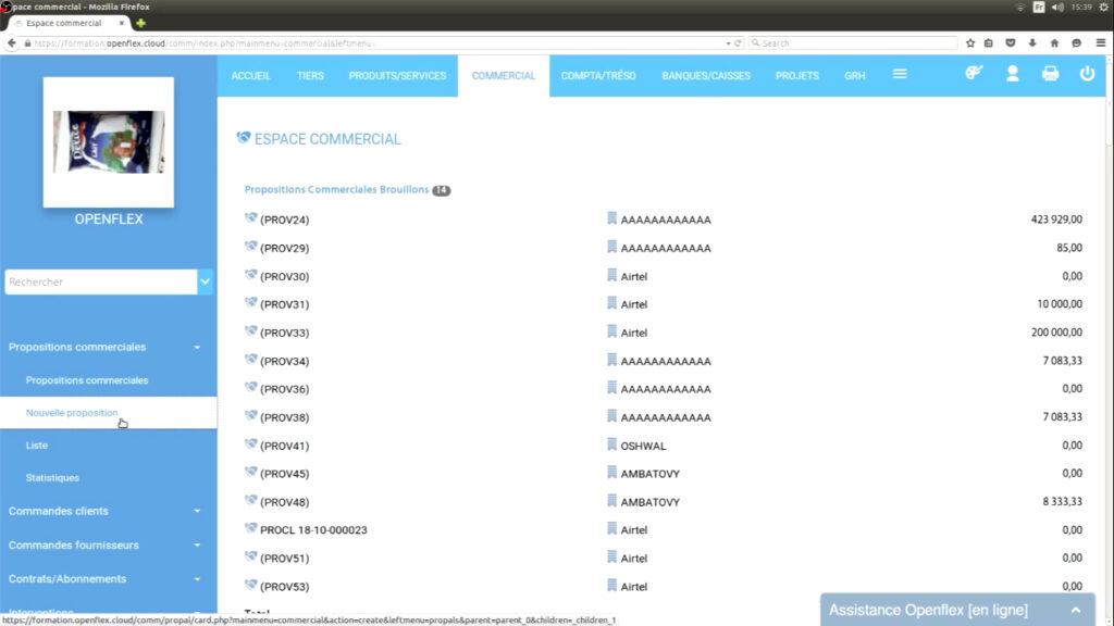 Édition d’une proposition commerciale nouvelle proposition commerciale openflex