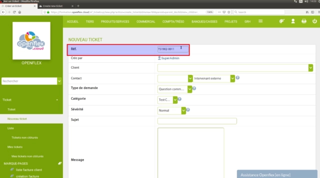 création de ticket- référence