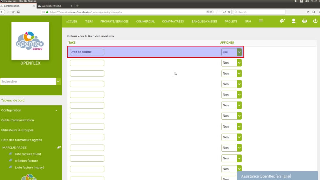 configuration du module-taxes
