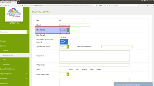 création de services-état en vente