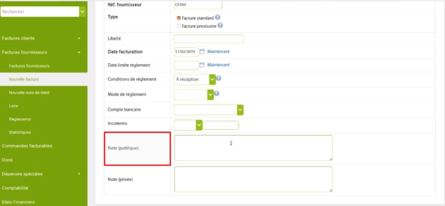 facture d'achat fournisseur-note publique
