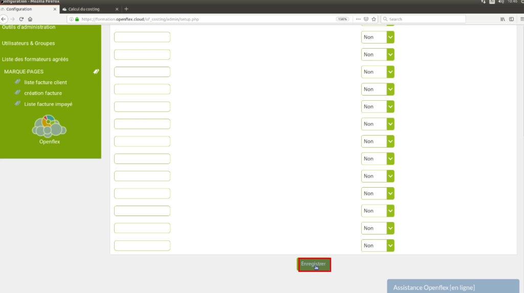 configuration du module-enregistrer 