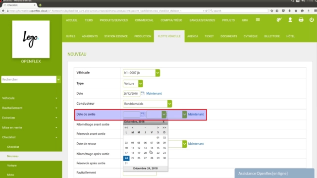 Création d’une checklist-date de sortie openflex
