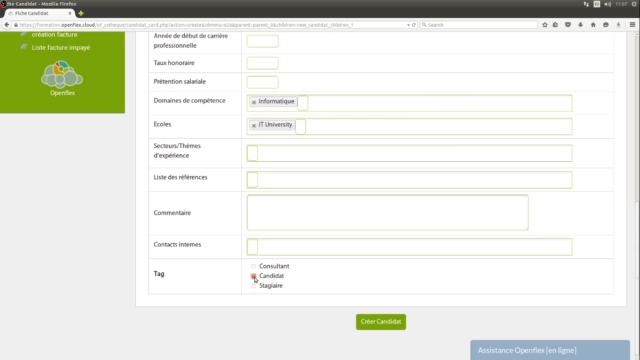 Création de nouveaux candidats-tag openflex