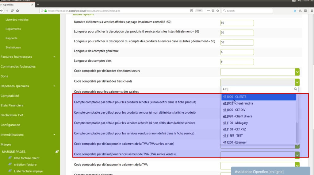 configuration du module comptabilité -modifier
