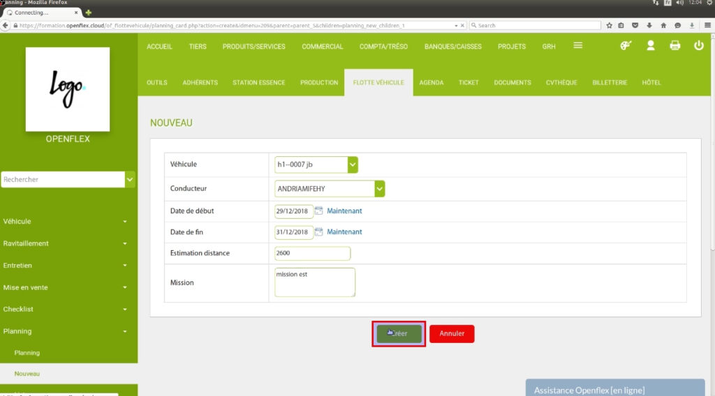 Création planning véhicules-créer

