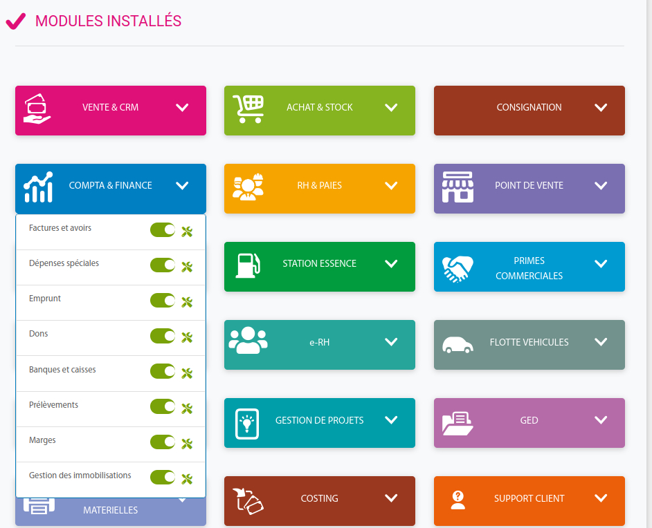 Gestion des immobilisations module openflex