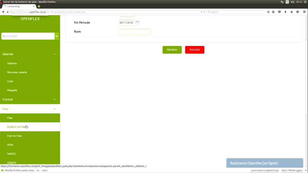 Édition d’un bulletin de paie générer openflex