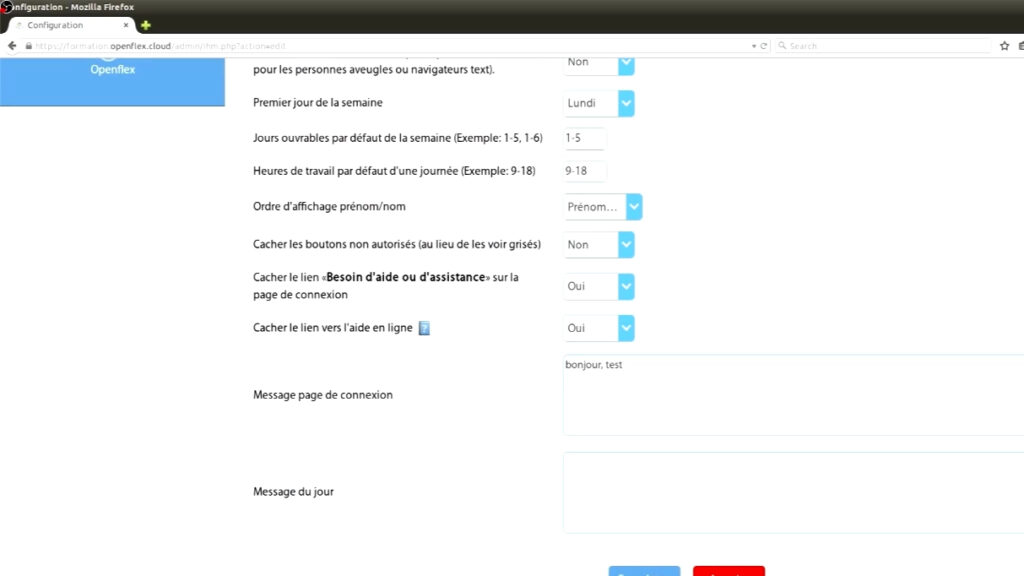 Comment modifier la langue de l’interface enregistrer openflex