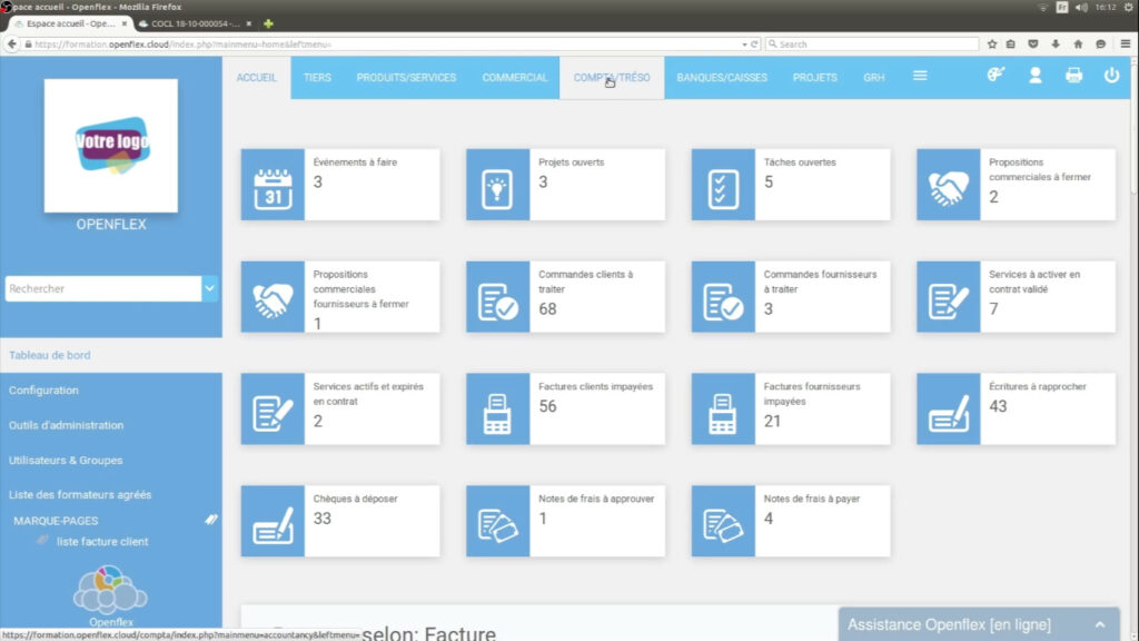 Comment créer une facture client compta tréso openflex