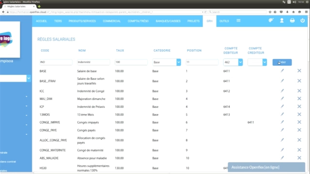 Création de règles et de structures salariales  nouvelle règle openflex