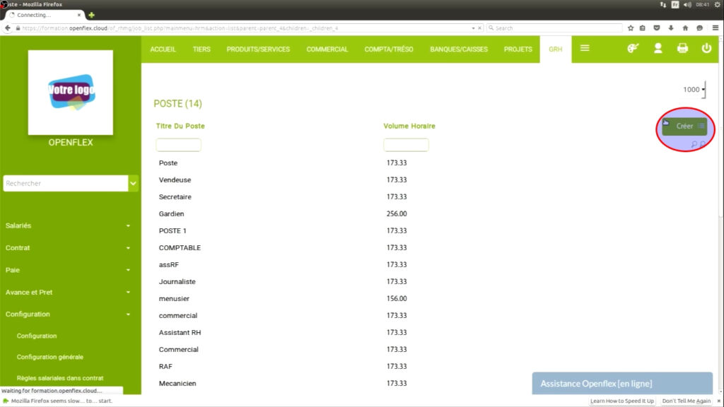 Création de poste, de département et de type de contrat créer un nouveau poste openflex