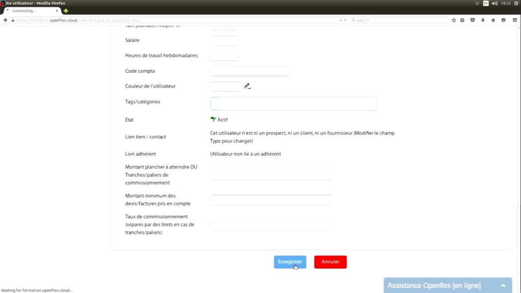 Modification de votre mot de passe enregistrer openflex