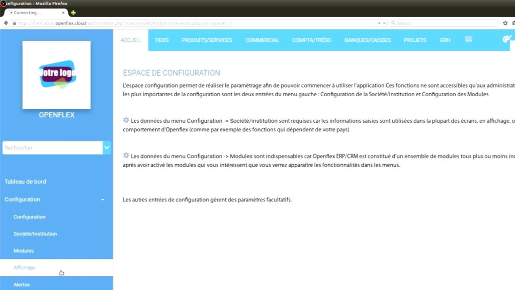 Comment modifier la langue de l’interface affichage openflex