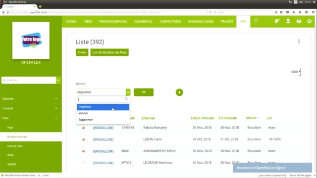 Édition d’un bulletin de paie imprimer openflex