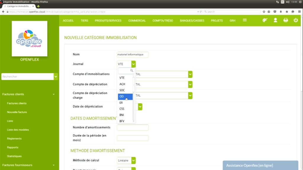 Gestion des immobilisations journal openflex