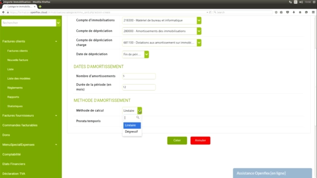 Gestion des immobilisations  méthode de calcul openflex
