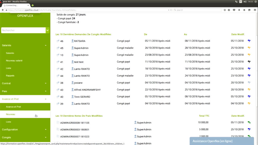 Gestion des avances et des prêts salariés nouveau openflex