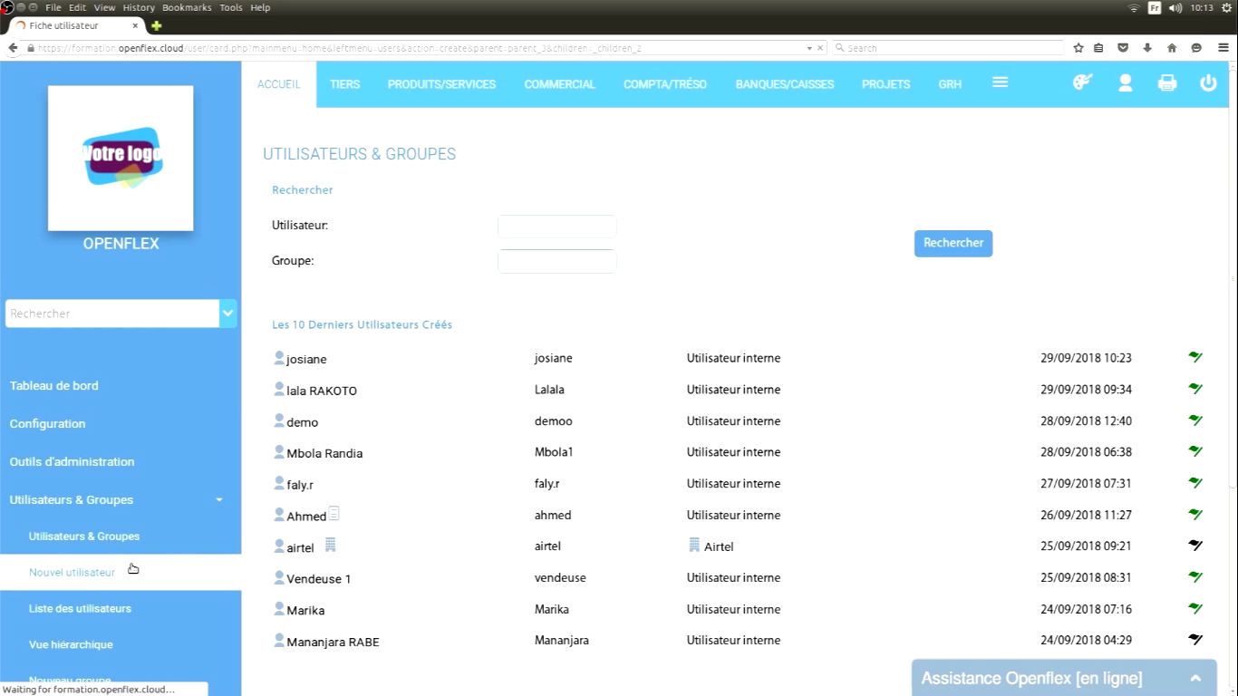 Openflex Création d’un utilisateur dans le logiciel de gestion Openflex [Tuto ...