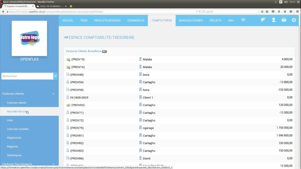 Comment créer une facture client nouvelle facture openflex
