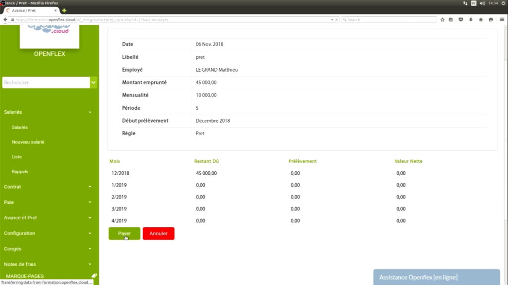 Gestion des avances et des prêts salariés payer openflex