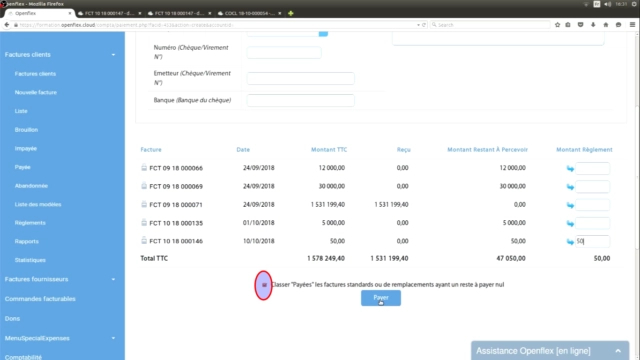 Paiement d’une facture payer openflex