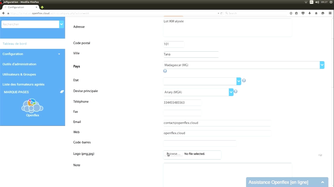 Openflex Configuration des informations de votre société dans Openflex [Tuto ...