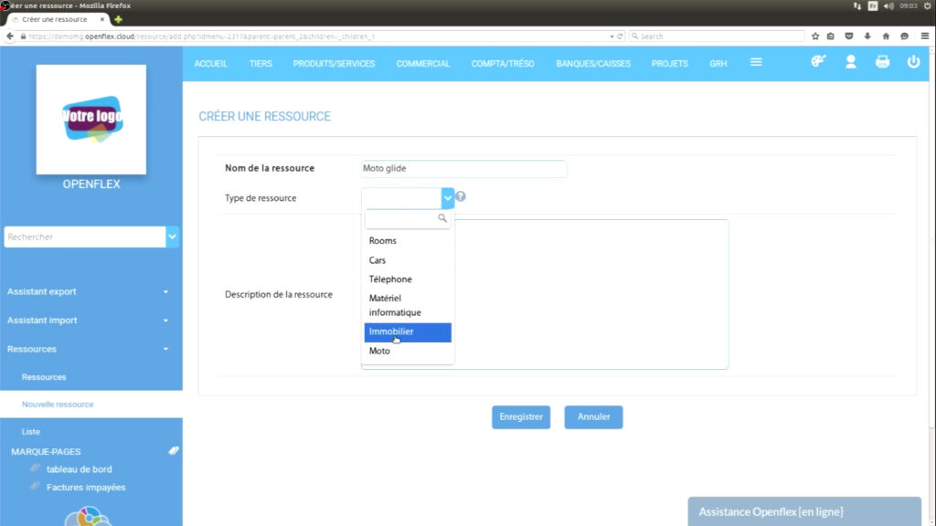 Création de ressource  type openflex