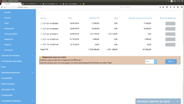 Paiement d’une facture Oui openflex